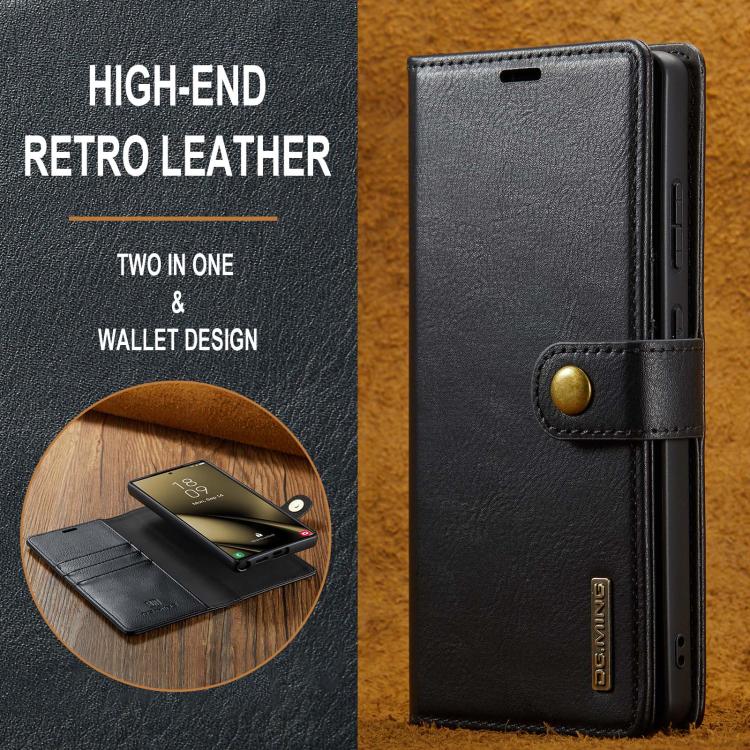 For Samsung Galaxy S25 Ultra 5G DG.MING Crazy Horse Texture Detachable Magnetic Leather Case(Black) - Galaxy S25 Ultra 5G Cases by DG.MING | Online Shopping UK | buy2fix