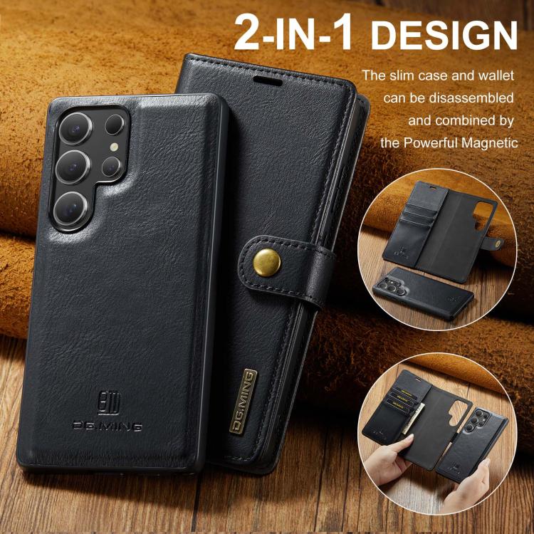 For Samsung Galaxy S25 Ultra 5G DG.MING Crazy Horse Texture Detachable Magnetic Leather Case(Black) - Galaxy S25 Ultra 5G Cases by DG.MING | Online Shopping UK | buy2fix