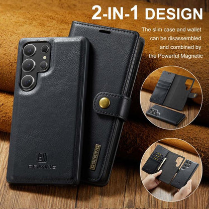 For Samsung Galaxy S25 Ultra 5G DG.MING Crazy Horse Texture Detachable Magnetic Leather Case(Black) - Galaxy S25 Ultra 5G Cases by DG.MING | Online Shopping UK | buy2fix