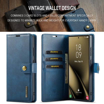 For Samsung Galaxy S25 Ultra 5G DG.MING Crazy Horse Texture Detachable Magnetic Leather Case(Blue) - Galaxy S25 Ultra 5G Cases by DG.MING | Online Shopping UK | buy2fix