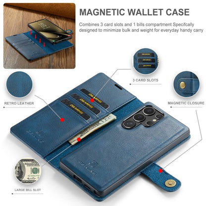 For Samsung Galaxy S25 Ultra 5G DG.MING Crazy Horse Texture Detachable Magnetic Leather Case(Blue) - Galaxy S25 Ultra 5G Cases by DG.MING | Online Shopping UK | buy2fix