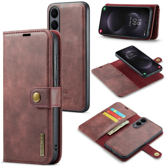 For Samsung Galaxy S25 Edge 5G DG.MING Crazy Horse Texture Detachable Magnetic Leather Case(Red) - Galaxy S25 Edge 5G Cases by DG.MING | Online Shopping UK | buy2fix