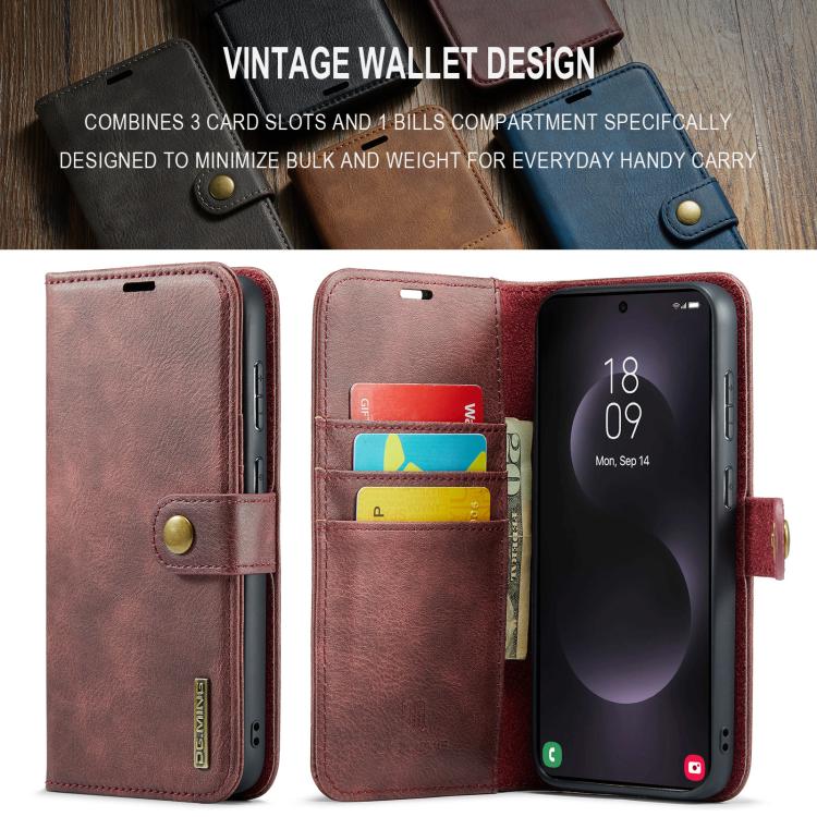 For Samsung Galaxy S25 Edge 5G DG.MING Crazy Horse Texture Detachable Magnetic Leather Case(Red) - Galaxy S25 Edge 5G Cases by DG.MING | Online Shopping UK | buy2fix