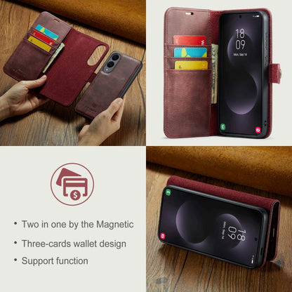 For Samsung Galaxy S25 Edge 5G DG.MING Crazy Horse Texture Detachable Magnetic Leather Case(Red) - Galaxy S25 Edge 5G Cases by DG.MING | Online Shopping UK | buy2fix