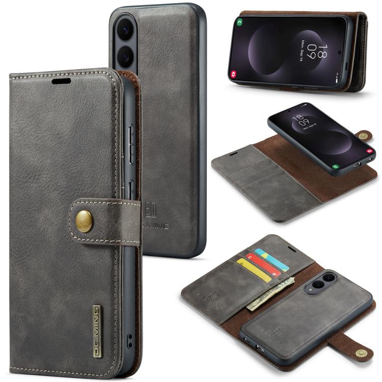 For Samsung Galaxy S25 Edge 5G DG.MING Crazy Horse Texture Detachable Magnetic Leather Case(Grey) - Galaxy S25 Edge 5G Cases by DG.MING | Online Shopping UK | buy2fix