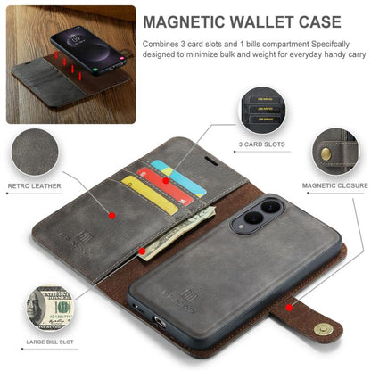 For Samsung Galaxy S25 Edge 5G DG.MING Crazy Horse Texture Detachable Magnetic Leather Case(Grey) - Galaxy S25 Edge 5G Cases by DG.MING | Online Shopping UK | buy2fix