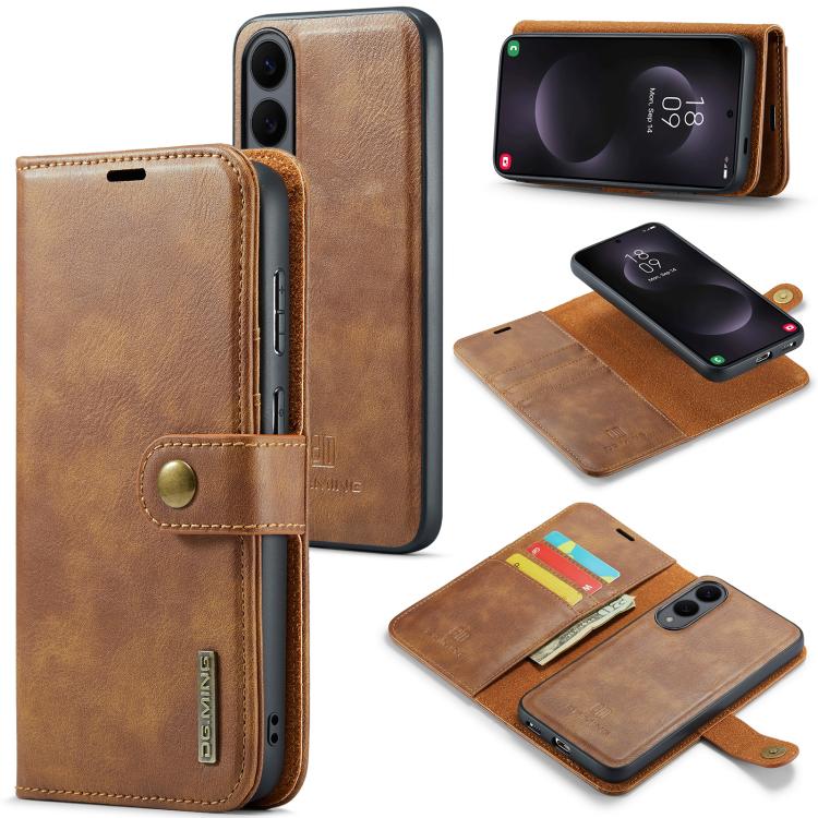For Samsung Galaxy S25 Edge 5G DG.MING Crazy Horse Texture Detachable Magnetic Leather Case(Brown) - Galaxy S25 Edge 5G Cases by DG.MING | Online Shopping UK | buy2fix