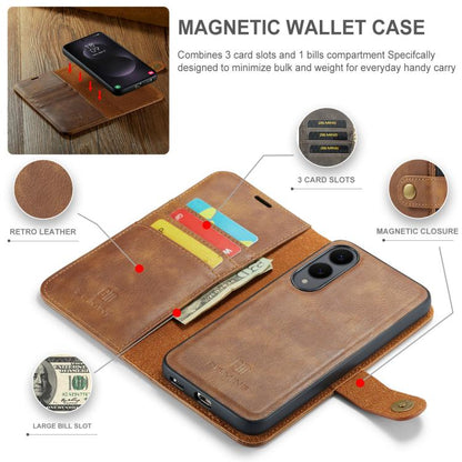 For Samsung Galaxy S25 Edge 5G DG.MING Crazy Horse Texture Detachable Magnetic Leather Case(Brown) - Galaxy S25 Edge 5G Cases by DG.MING | Online Shopping UK | buy2fix