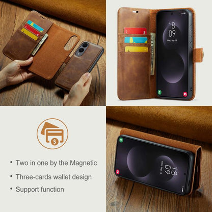 For Samsung Galaxy S25 Edge 5G DG.MING Crazy Horse Texture Detachable Magnetic Leather Case(Brown) - Galaxy S25 Edge 5G Cases by DG.MING | Online Shopping UK | buy2fix