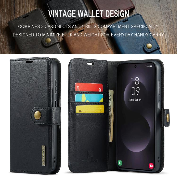 For Samsung Galaxy S25 Edge 5G DG.MING Crazy Horse Texture Detachable Magnetic Leather Case(Black) - Galaxy S25 Edge 5G Cases by DG.MING | Online Shopping UK | buy2fix