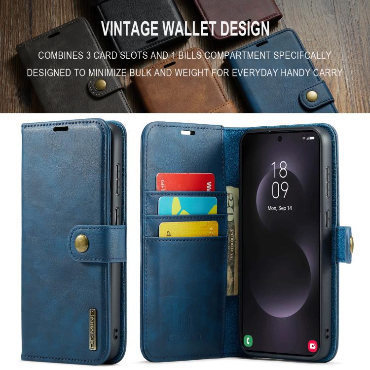For Samsung Galaxy S25 Edge 5G DG.MING Crazy Horse Texture Detachable Magnetic Leather Case(Blue) - Galaxy S25 Edge 5G Cases by DG.MING | Online Shopping UK | buy2fix