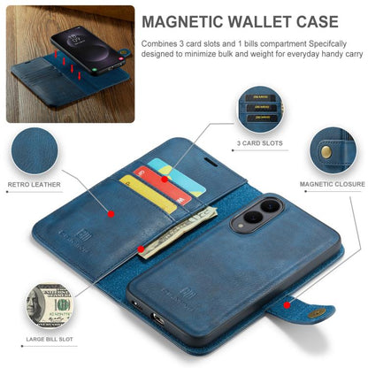 For Samsung Galaxy S25 Edge 5G DG.MING Crazy Horse Texture Detachable Magnetic Leather Case(Blue) - Galaxy S25 Edge 5G Cases by DG.MING | Online Shopping UK | buy2fix