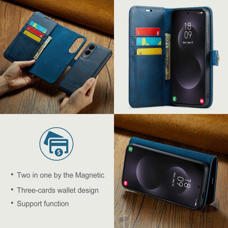 For Samsung Galaxy S25 Edge 5G DG.MING Crazy Horse Texture Detachable Magnetic Leather Case(Blue) - Galaxy S25 Edge 5G Cases by DG.MING | Online Shopping UK | buy2fix
