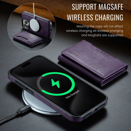 For iPhone 15 Pro Max DG.MING MAGKING-K2 Series MagSafe RFID Card Bag Detachable Phone Case(Purple) - iPhone 15 Pro Max Cases by DG.MING | Online Shopping UK | buy2fix