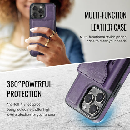 For iPhone 15 Pro Max DG.MING MAGKING-K2 Series MagSafe RFID Card Bag Detachable Phone Case(Purple) - iPhone 15 Pro Max Cases by DG.MING | Online Shopping UK | buy2fix