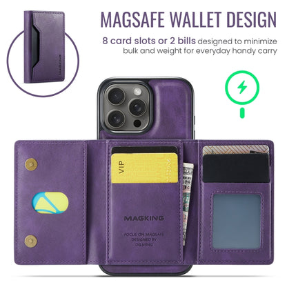 For iPhone 16 Pro Max MAGKING K2 Series MagSafe RFID Card Bag Detachable Phone Case(Purple) by MAGKING