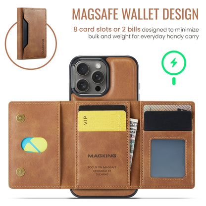 For iPhone 16 Pro MAGKING K2 Series MagSafe RFID Card Bag Detachable Phone Case(Brown) by MAGKING