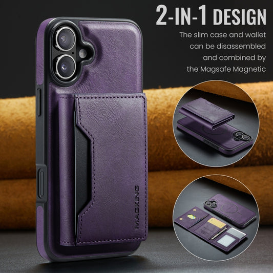 For iPhone 16 MAGKING K2 Series MagSafe RFID Card Bag Detachable Phone Case(Purple) by MAGKING