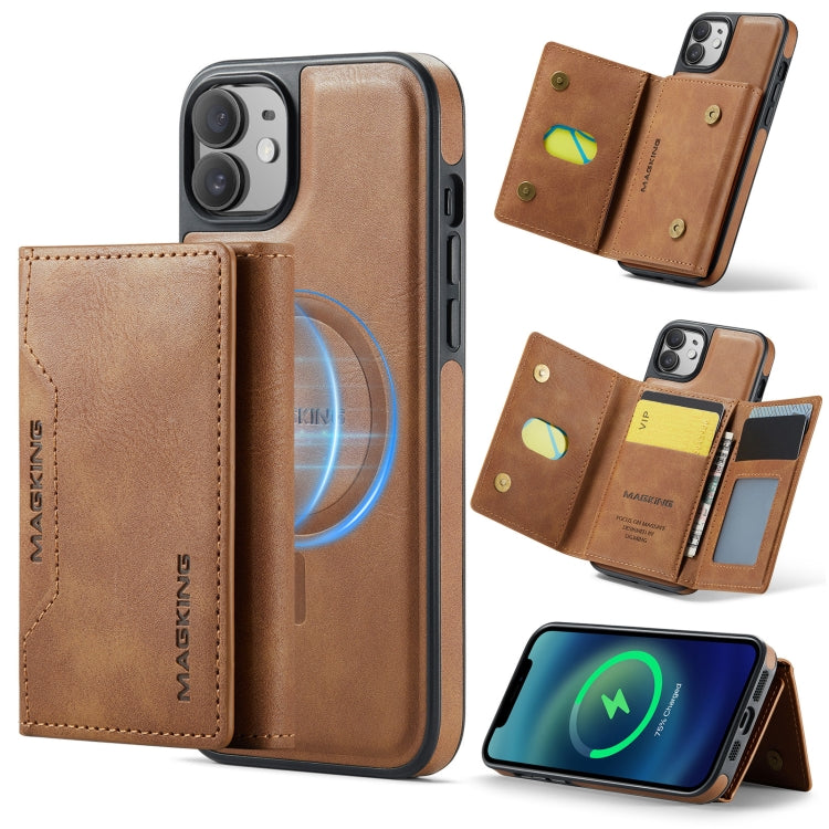 For iPhone 12 / 12 Pro MAGKING K2 Series MagSafe RFID Card Bag Detachable Phone Case(Brown) by MAGKING
