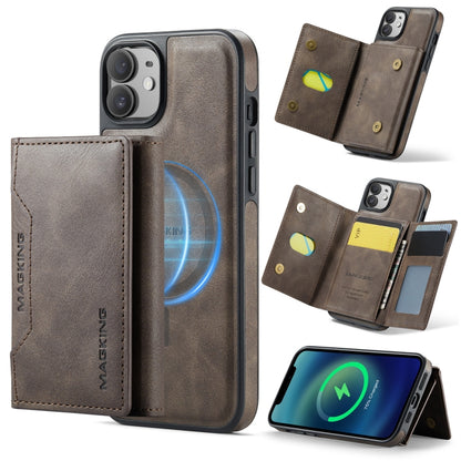 For iPhone 12 / 12 Pro MAGKING K2 Series MagSafe RFID Card Bag Detachable Phone Case(Coffee) by MAGKING