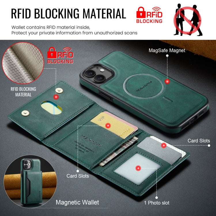 For iPhone 12 / 12 Pro MAGKING K2 Series MagSafe RFID Card Bag Detachable Phone Case(Green) by MAGKING