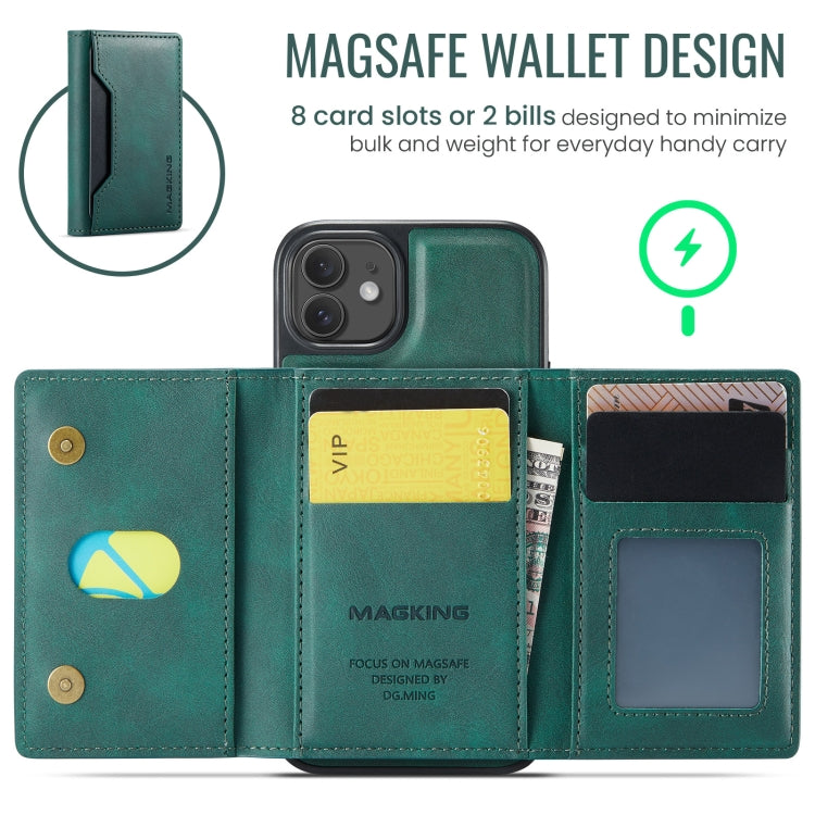 For iPhone 12 / 12 Pro MAGKING K2 Series MagSafe RFID Card Bag Detachable Phone Case(Green) by MAGKING