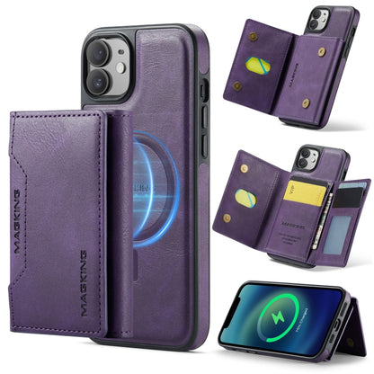 For iPhone 12 / 12 Pro MAGKING K2 Series MagSafe RFID Card Bag Detachable Phone Case(Purple) by MAGKING