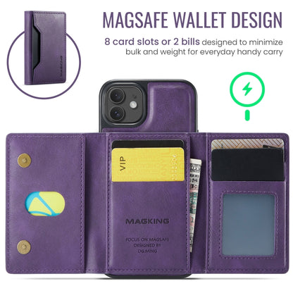 For iPhone 12 / 12 Pro MAGKING K2 Series MagSafe RFID Card Bag Detachable Phone Case(Purple) by MAGKING