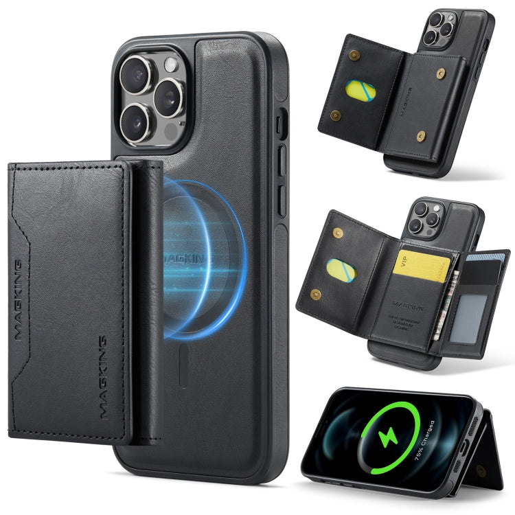 For iPhone 12 Pro Max MAGKING K2 Series MagSafe RFID Card Bag Detachable Phone Case(Black) by MAGKING