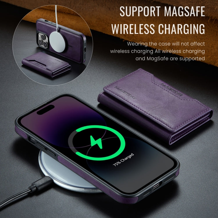 For iPhone 13 Pro Max DG.MING MAGKING-K2 Series MagSafe RFID Card Bag Detachable Phone Case(Purple) - iPhone 13 Pro Max Cases by DG.MING | Online Shopping UK | buy2fix