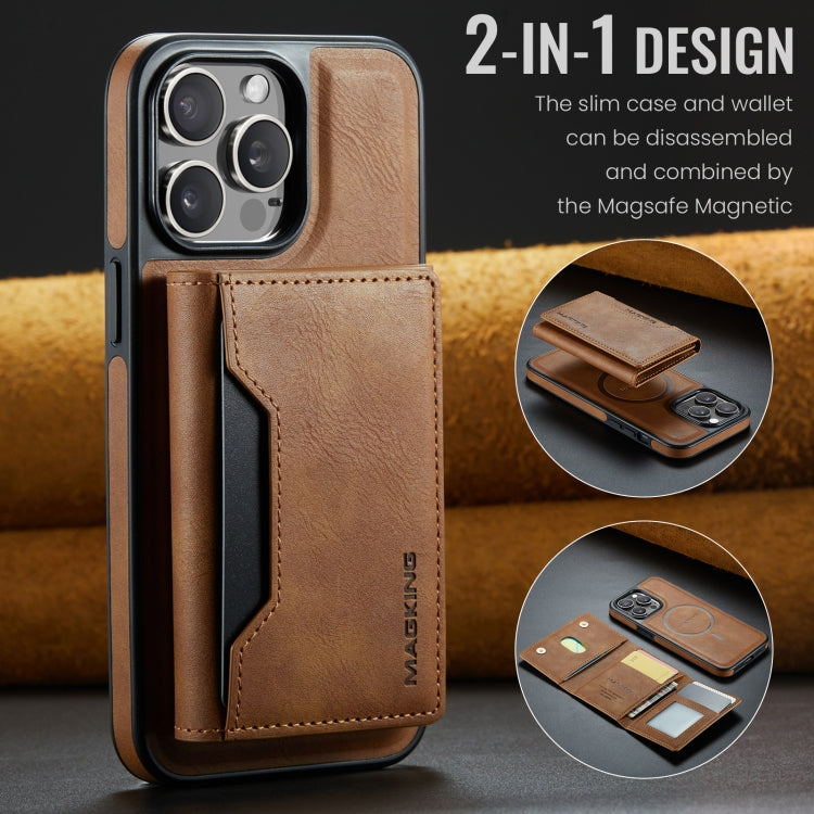 For iPhone 13 Pro DG.MING MAGKING-K2 Series MagSafe RFID Card Bag Detachable Phone Case(Brown) - iPhone 13 Pro Cases by DG.MING | Online Shopping UK | buy2fix