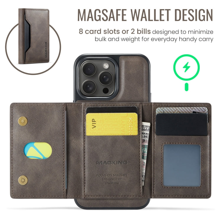 For iPhone 13 Pro DG.MING MAGKING-K2 Series MagSafe RFID Card Bag Detachable Phone Case(Coffee) - iPhone 13 Pro Cases by DG.MING | Online Shopping UK | buy2fix