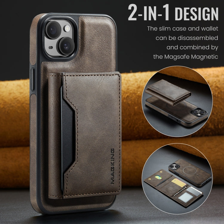 For iPhone 13 DG.MING MAGKING-K2 Series MagSafe RFID Card Bag Detachable Phone Case(Coffee) - iPhone 13 Cases by DG.MING | Online Shopping UK | buy2fix