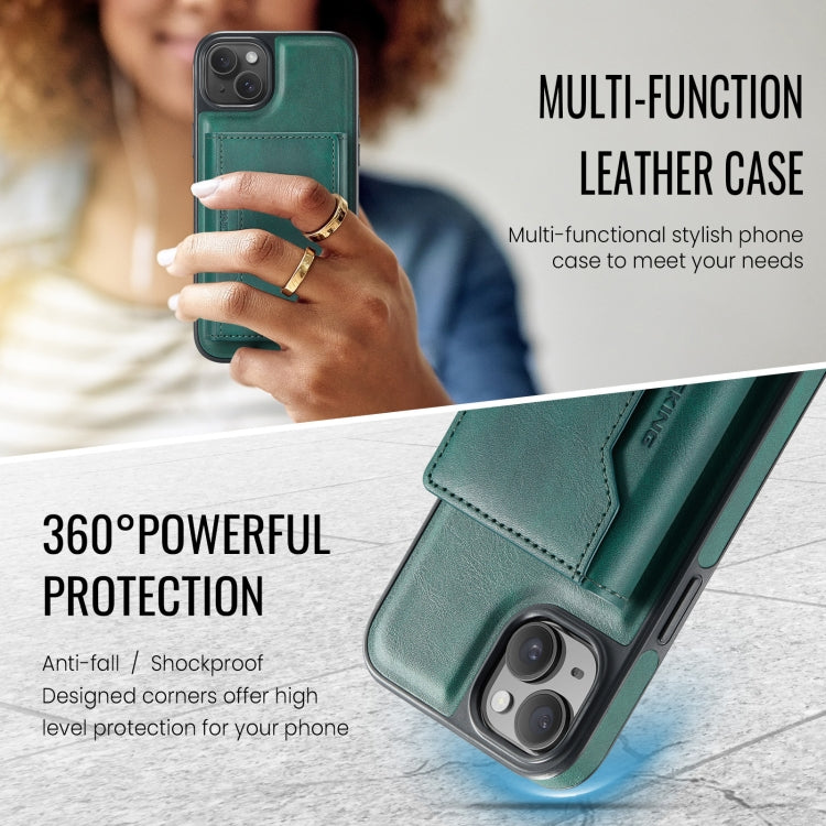 For iPhone 13 DG.MING MAGKING-K2 Series MagSafe RFID Card Bag Detachable Phone Case(Green) - iPhone 13 Cases by DG.MING | Online Shopping UK | buy2fix