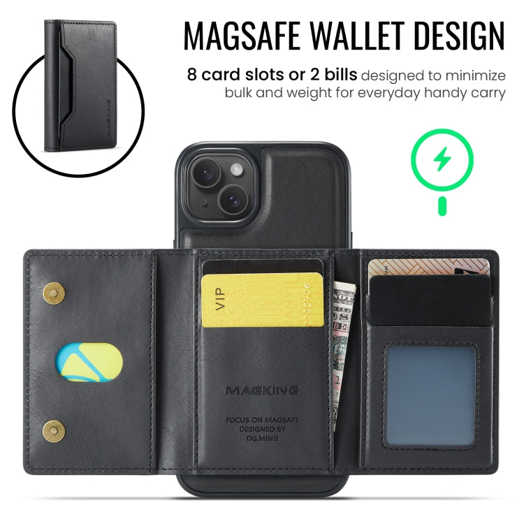 For iPhone 14 Plus DG.MING MAGKING-K2 Series MagSafe RFID Card Bag Detachable Phone Case(Black) - iPhone 14 Plus Cases by DG.MING | Online Shopping UK | buy2fix