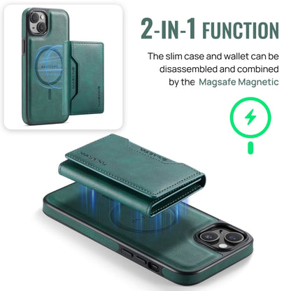 For iPhone 14 Plus MAGKING K2 Series MagSafe RFID Card Bag Detachable Phone Case(Green) by MAGKING