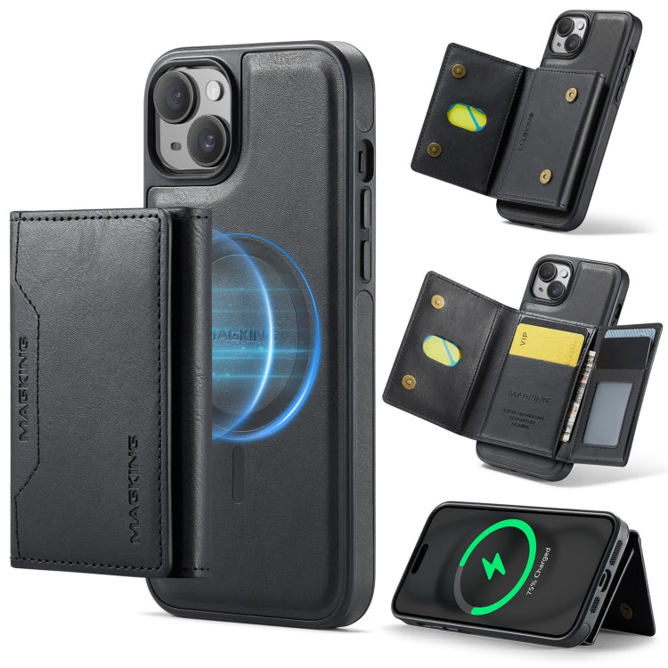 For iPhone 14 MAGKING K2 Series MagSafe RFID Card Bag Detachable Phone Case(Black) by MAGKING