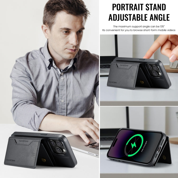 For iPhone 14 Pro MAGKING K2 Series MagSafe RFID Card Bag Detachable Phone Case(Black) by MAGKING