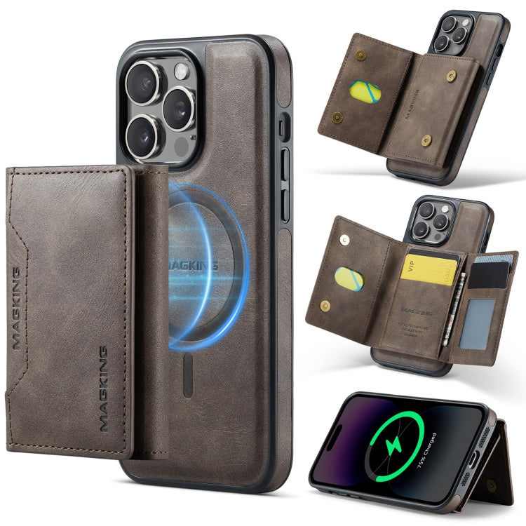 For iPhone 14 Pro MAGKING K2 Series MagSafe RFID Card Bag Detachable Phone Case(Coffee) by MAGKING