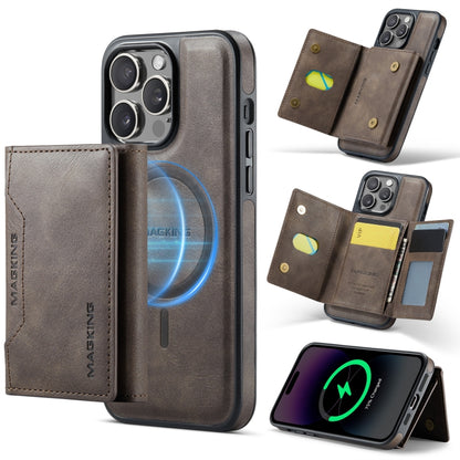 For iPhone 14 Pro MAGKING K2 Series MagSafe RFID Card Bag Detachable Phone Case(Coffee) by MAGKING