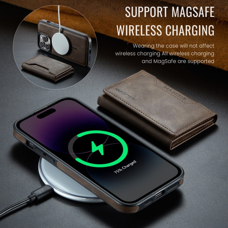 For iPhone 14 Pro MAGKING K2 Series MagSafe RFID Card Bag Detachable Phone Case(Coffee) by MAGKING