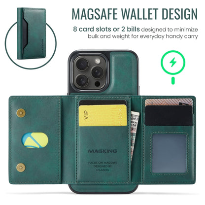 For iPhone 14 Pro MAGKING K2 Series MagSafe RFID Card Bag Detachable Phone Case(Green) by MAGKING