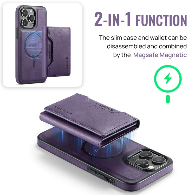 For iPhone 14 Pro MAGKING K2 Series MagSafe RFID Card Bag Detachable Phone Case(Purple) by MAGKING