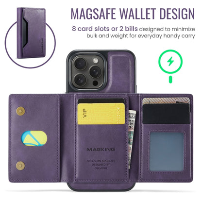 For iPhone 14 Pro Max DG.MING MAGKING-K2 Series MagSafe RFID Card Bag Detachable Phone Case(Purple) - iPhone 14 Pro Max Cases by DG.MING | Online Shopping UK | buy2fix