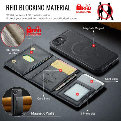 For iPhone 16e MAGKING K2 Series MagSafe RFID Card Bag Detachable Phone Case(Black) - iPhone 16e Cases by MAGKING | Online Shopping UK | buy2fix