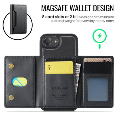 For iPhone 16e MAGKING K2 Series MagSafe RFID Card Bag Detachable Phone Case(Black) - iPhone 16e Cases by MAGKING | Online Shopping UK | buy2fix