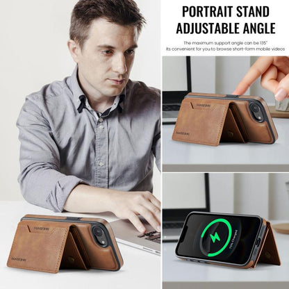 For iPhone 16e MAGKING K2 Series MagSafe RFID Card Bag Detachable Phone Case(Brown) - iPhone 16e Cases by MAGKING | Online Shopping UK | buy2fix