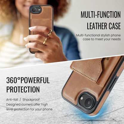 For iPhone 16e MAGKING K2 Series MagSafe RFID Card Bag Detachable Phone Case(Brown) - iPhone 16e Cases by MAGKING | Online Shopping UK | buy2fix