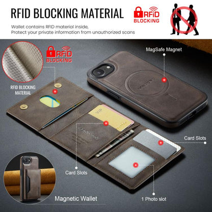 For iPhone 16e MAGKING K2 Series MagSafe RFID Card Bag Detachable Phone Case(Coffee) - iPhone 16e Cases by MAGKING | Online Shopping UK | buy2fix