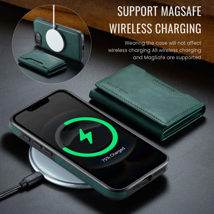 For iPhone 16e MAGKING K2 Series MagSafe RFID Card Bag Detachable Phone Case(Green) - iPhone 16e Cases by MAGKING | Online Shopping UK | buy2fix